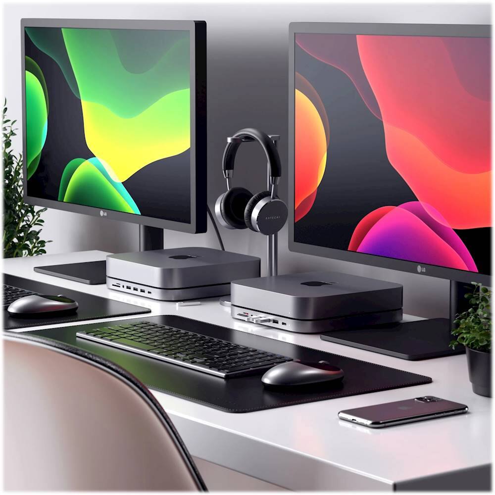 Alt View 18. Satechi - Type-C Aluminum Stand and Hub for Mac Mini & Mac Studio - USB-C Data Port, Micro/SD Card Reader, 3 USB 3.0 & Audio Jack.