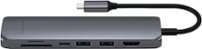 Satechi - USB-C Slim Multiport Adapter-Ethernet, 4K HDMI, 60W USB-C PD Charging, 2 USB-A, SD/Micro Card Readers for Mac & Windows - Space Gray - Front_Zoom