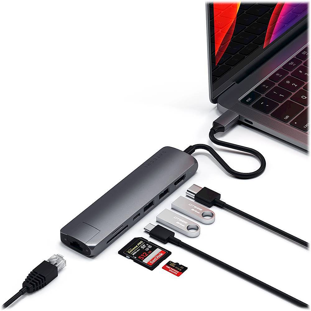 USB C Hub 8 in 1 Aluminum Multi Port Adapter Combo Hub for MacBook Type C  Hub to HDMI 4K Ethernet Charging Port SD/Micro Card Reader and 3 USB 3.0  Ports 