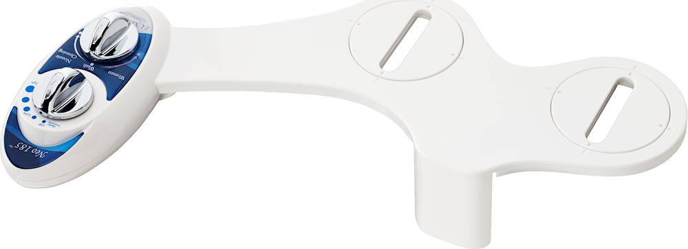 Left View: Luxe - Neo 185 Non-Electric Self-Cleaning Nozzle Universal Attachment Bidet - White