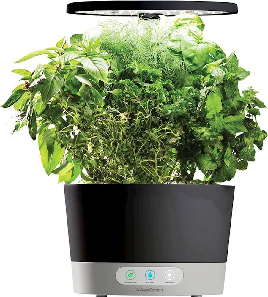 Alt View 12. AeroGarden - Harvest 360 with Gourmet Herb Seed Pod Kit - Hydroponic Indoor Garden - Black.