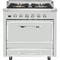 Front. Viking - Tuscany 3.8 Cu. Ft. Freestanding Dual Fuel True Convection Range - Frost White.