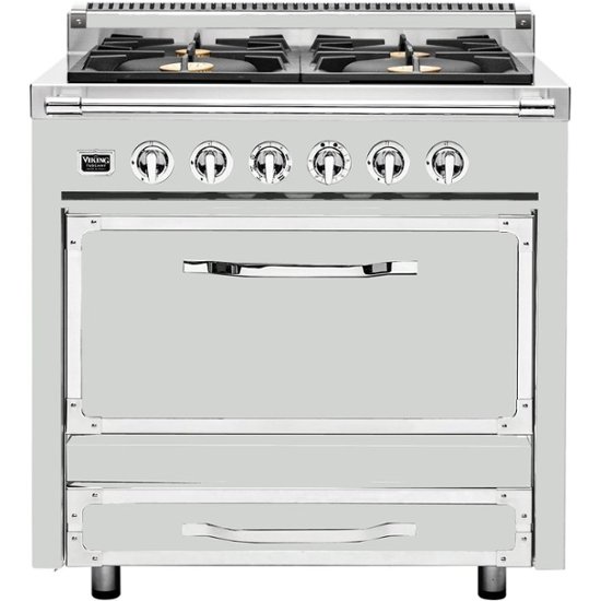 Viking – Tuscany 3.8 Cu. Ft. Freestanding Dual Fuel True Convection Range – Frost White