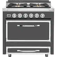 Viking - Tuscany 3.8 Cu. Ft. Freestanding Dual Fuel True Convection Range - Damascus Gray - Front_Zoom
