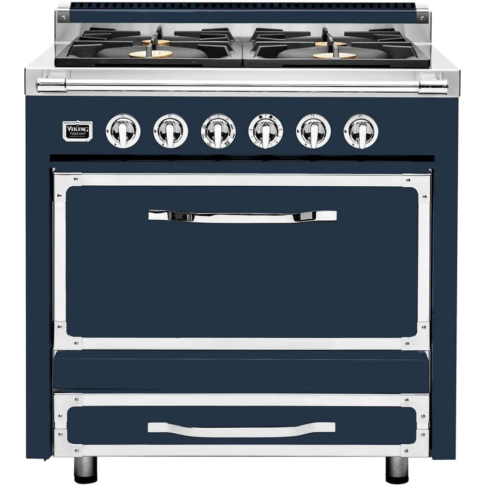 Viking - Tuscany 3.8 Cu. Ft. Freestanding Dual Fuel True Convection Range - Slate Blue - Front_Zoom