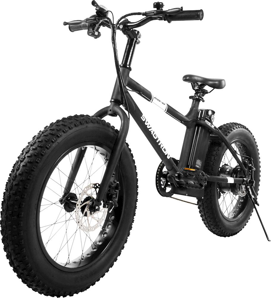 Left View: Swagtron - EB-6 20" Electric Bike w/ 20-mile Max Operating Range & 18.6 mph Max Speed - Black