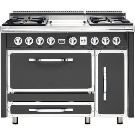 Viking - Tuscany 6.2 Cu. Ft. Freestanding Double Oven Dual Fuel True Convection Range - Damascus Gray