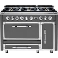 Viking - Tuscany 6.2 Cu. Ft. Freestanding Double Oven Dual Fuel True Convection Range - Damascus Gray - Front_Zoom
