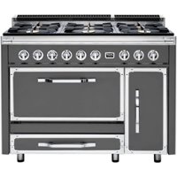 Viking - Tuscany 6.2 Cu. Ft. Freestanding Double Oven Dual Fuel True Convection Range - Damascus Gray - Front_Zoom