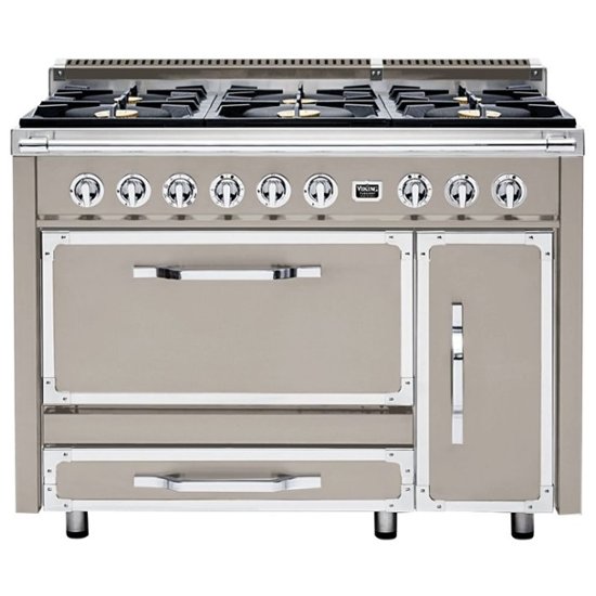 Viking – Tuscany 6.2 Cu. Ft. Freestanding Double Oven Dual Fuel True Convection Range – Pacific Gray