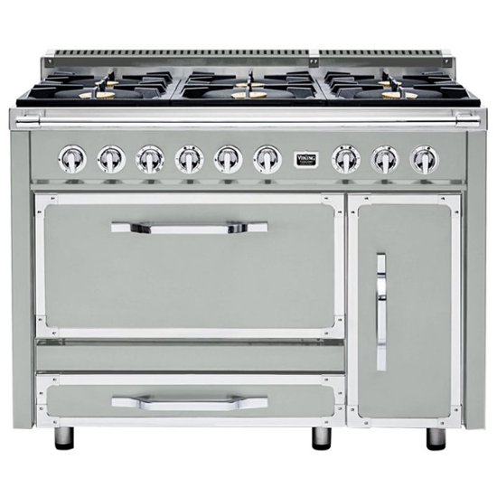 Viking – Tuscany 6.2 Cu. Ft. Freestanding Double Oven Dual Fuel True Convection Range – Arctic Gray