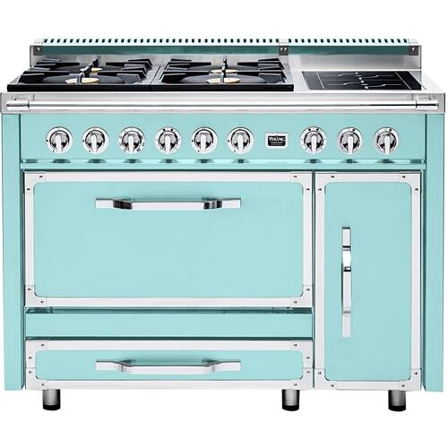 Viking - Tuscany 6.2 Cu. Ft. Freestanding Double Oven Dual Fuel True Convection Range - Pacific Gray