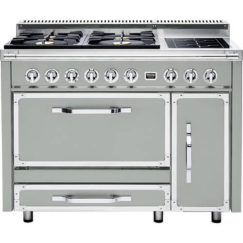 Viking - Tuscany 6.2 Cu. Ft. Freestanding Double Oven Dual Fuel True Convection Range - Arctic Gray