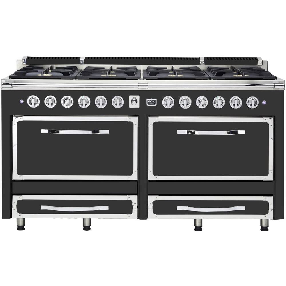 Front. Viking - Tuscany 7.6 Cu. Ft. Freestanding Dual Fuel Convection Range - Cast Black.