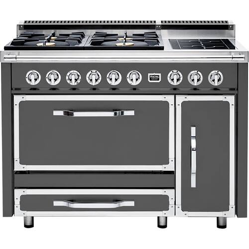 Viking - Tuscany 6.2 Cu. Ft. Freestanding Double Oven Dual Fuel True Convection Range - Damascus Gray