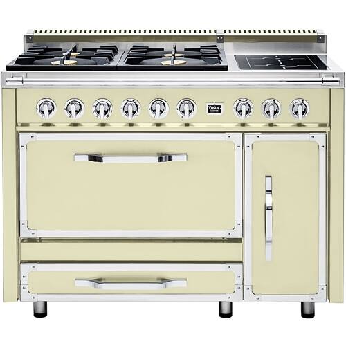 Viking - Tuscany 6.2 Cu. Ft. Freestanding Double Oven Dual Fuel True Convection Range - Vanilla Cream