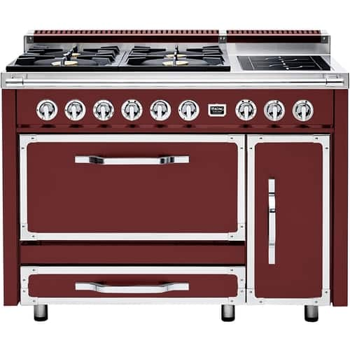 Viking - Tuscany 6.2 Cu. Ft. Freestanding Double Oven Dual Fuel True Convection Range - Reduction Red