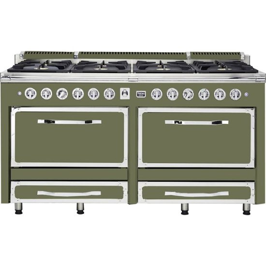Viking – Tuscany 7.6 Cu. Ft. Freestanding Double Oven Dual Fuel True Convection Range – Cypress Green