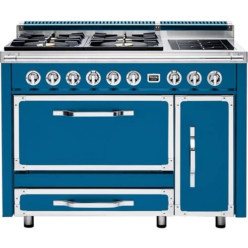 Viking - Tuscany 6.2 Cu. Ft. Freestanding Double Oven Dual Fuel True Convection Range - Dark Blue