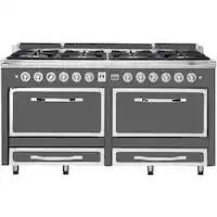 Viking - Tuscany 7.6 Cu. Ft. Freestanding Dual Fuel Convection Range - Damascus Gray - Front_Zoom