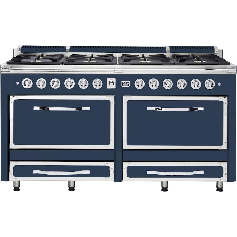 Viking - Tuscany 7.6 Cu. Ft. Freestanding Dual Fuel Convection Range - Slate Blue - Front_Zoom