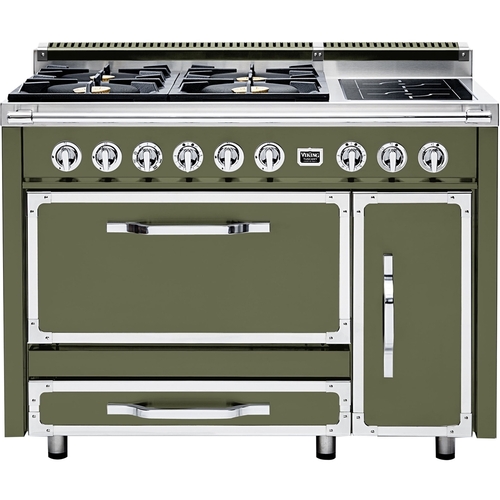 Viking - Tuscany 6.2 Cu. Ft. Freestanding Double Oven Dual Fuel True Convection Range - Cypress Green