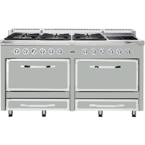 Viking - Tuscany 7.6 Cu. Ft. Freestanding Double Oven Dual Fuel True Convection Range - Arctic Gray