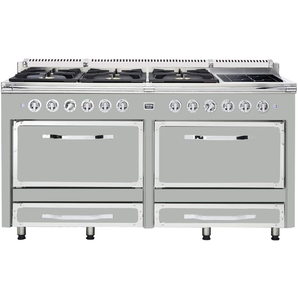 Viking Tuscany 7.6 Cu. Ft. Freestanding Double Oven Dual Fuel True Convection Range Arctic Gray