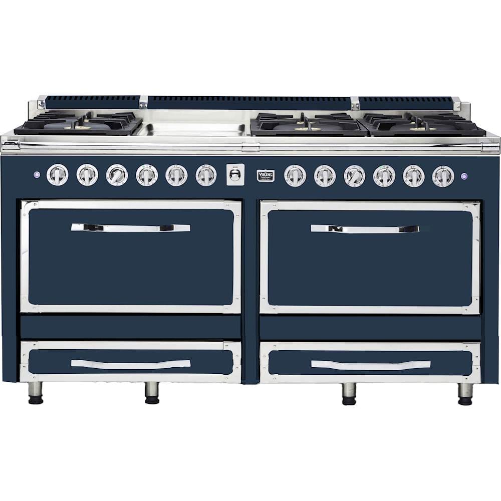 Viking - Tuscany 7.6 Cu. Ft. Freestanding Dual Fuel Convection Range - Slate Blue - Front_Zoom