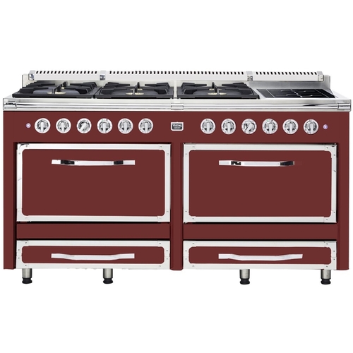 Viking - Tuscany 7.6 Cu. Ft. Freestanding Double Oven Dual Fuel True Convection Range - Reduction Red