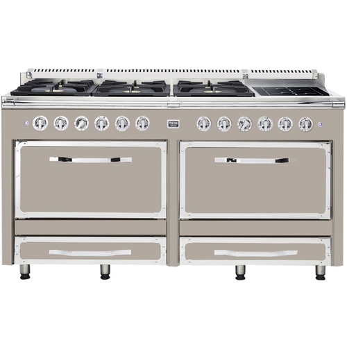 Viking - Tuscany 7.6 Cu. Ft. Freestanding Double Oven Dual Fuel True Convection Range - Pacific Gray