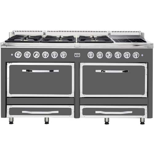 Viking - Tuscany 7.6 Cu. Ft. Freestanding Double Oven Dual Fuel True Convection Range - Damascus Gray