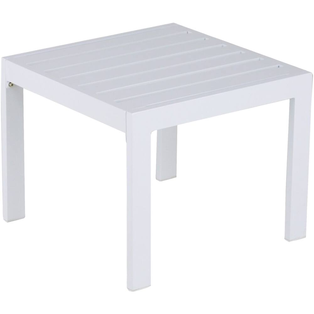 Left View: Elle Decor - Paloma Steel/Powder-Coated Aluminum Side Table - White