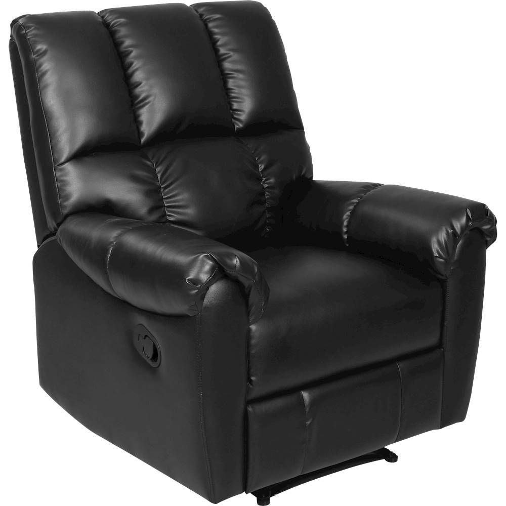 Angle View: Click Decor - Modern Bonded Leather Recliner - Black