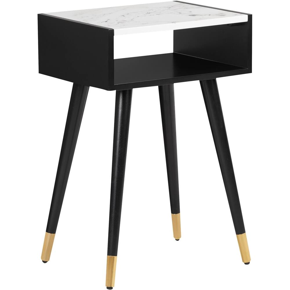 Left View: Elle Decor - Lulu Round Modern Contemporary MDF Side Table - French White