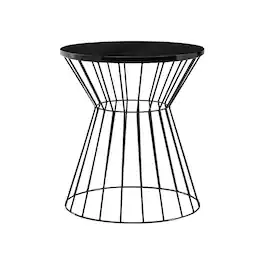 Elle Decor - Lulu Round Modern Contemporary MDF Side Table - French Black