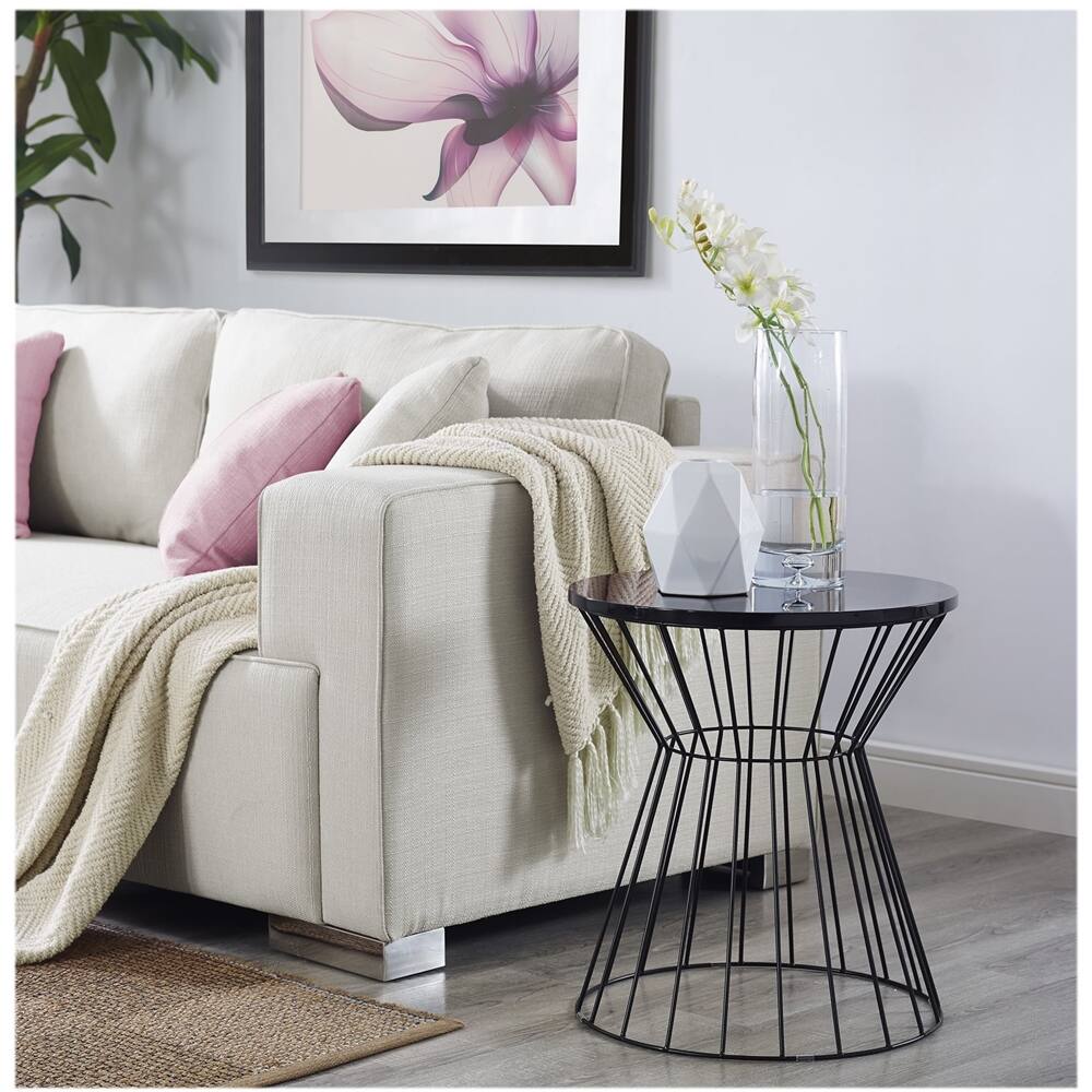 Alt View 13. Elle Decor - Lulu Round Modern Contemporary MDF Side Table - French Black.