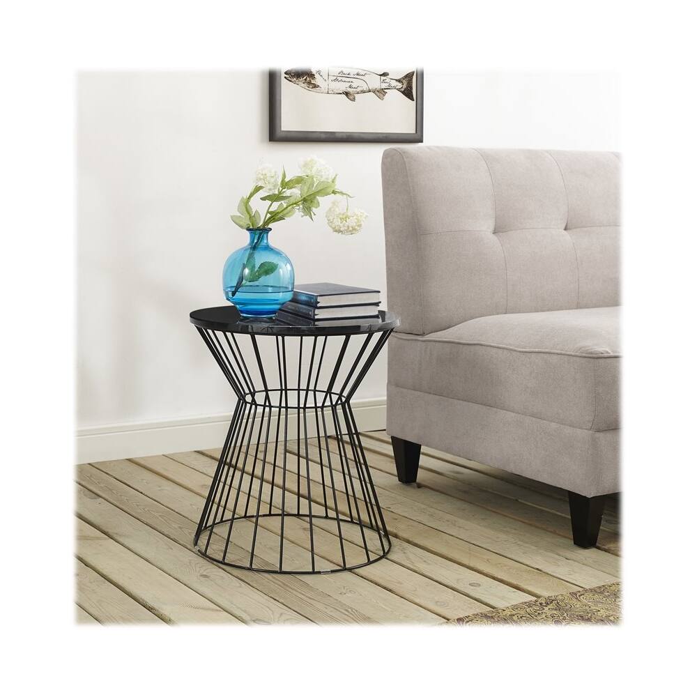 Alt View 14. Elle Decor - Lulu Round Modern Contemporary MDF Side Table - French Black.
