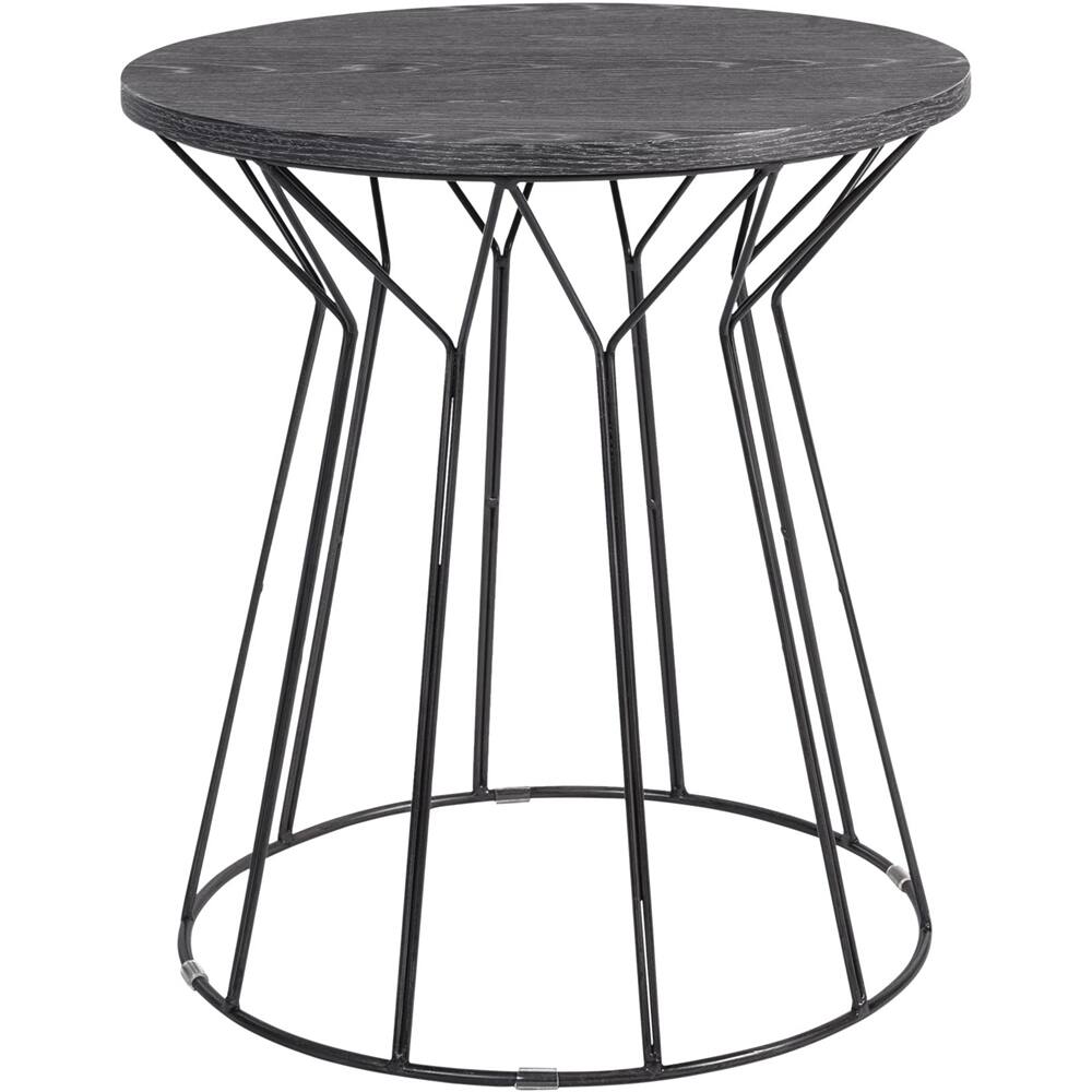 Elle Decor - Fleur Modern MDF/Veneer Side Table - Black
