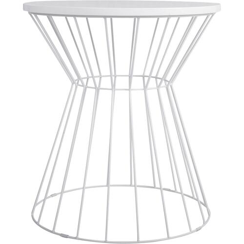 Elle Decor - Lulu Round Modern Contemporary MDF Side Table - French White