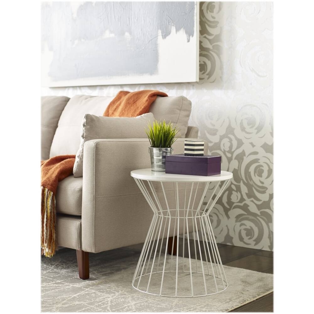 Alt View 13. Elle Decor - Lulu Round Modern Contemporary MDF Side Table - French White.