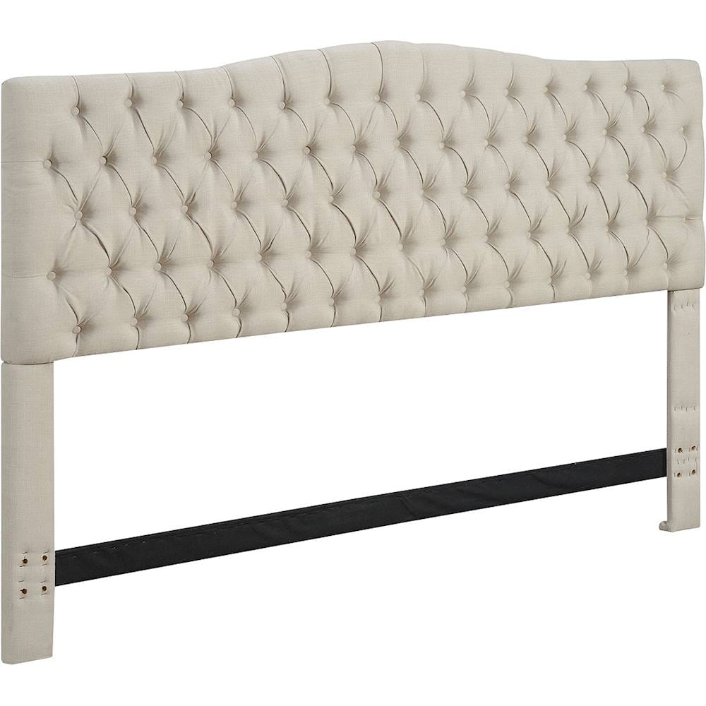 Angle View: Elle Decor - Celeste Contemporary Tufted Fabric 78" King Upholstered Headboard - Beige