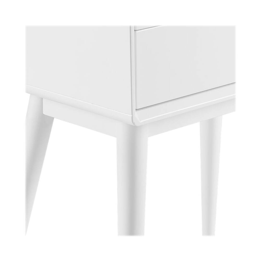 Alt View 11. Elle Decor - Stephanie Mid-Century Modern MDF/Solid Rubberwood 2-Drawer Side Table - White.