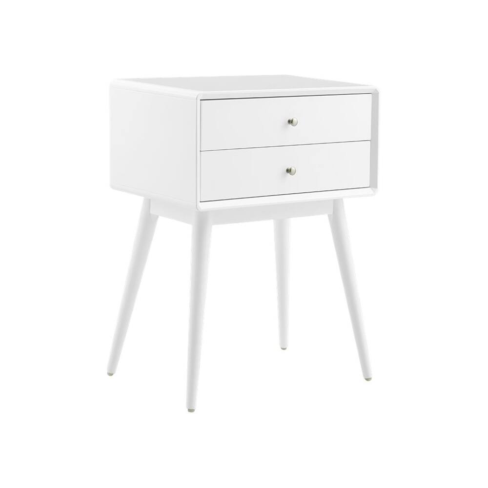 Left. Elle Decor - Stephanie Mid-Century Modern MDF/Solid Rubberwood 2-Drawer Side Table - White.