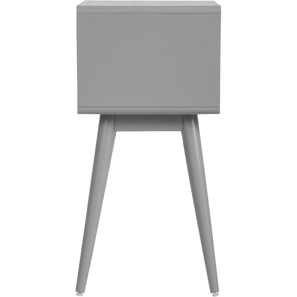 Angle. Elle Decor - Rory Mid-Century Modern MDF/Solid Rubberwood 2-Drawer Side Table - Gray.