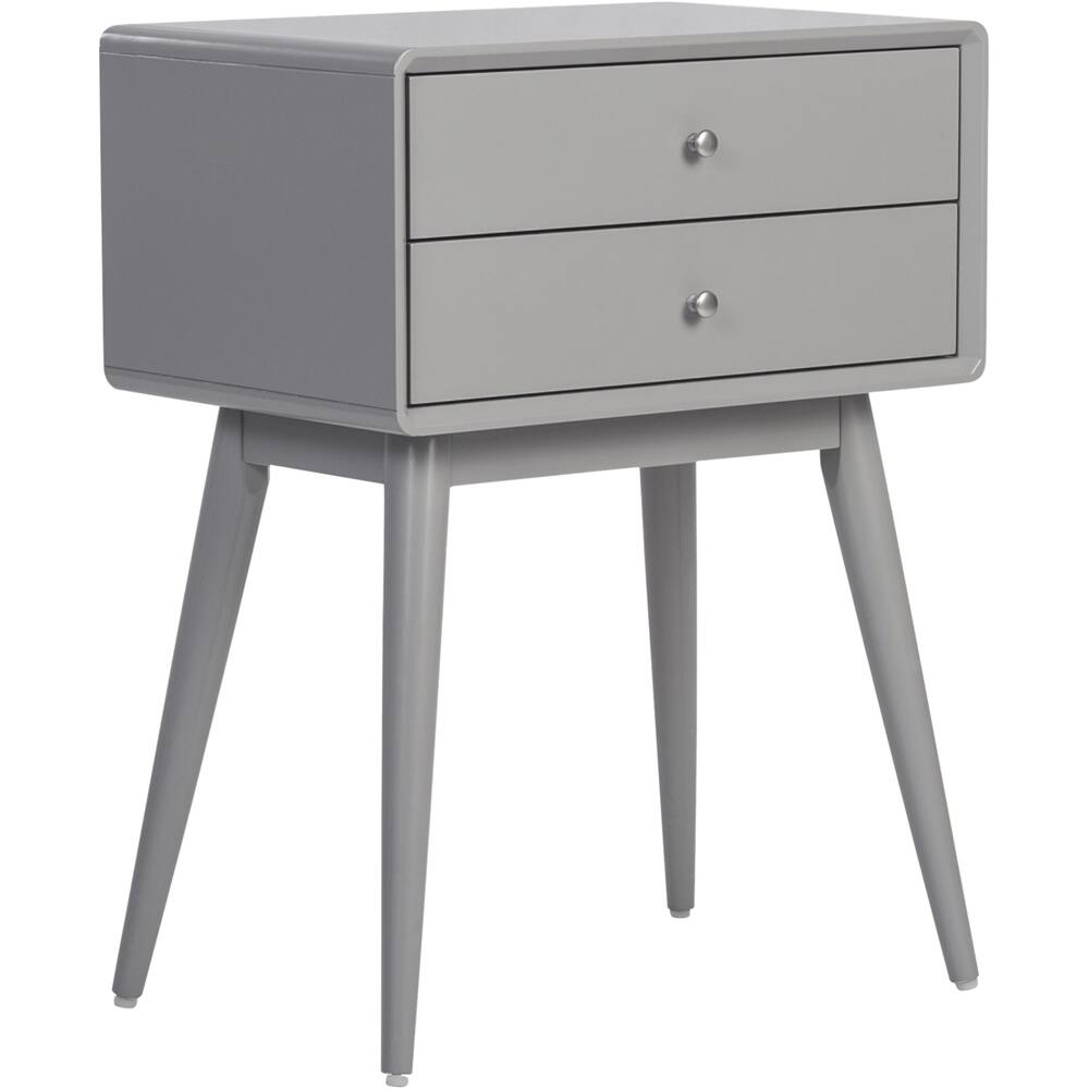 Left. Elle Decor - Rory Mid-Century Modern MDF/Solid Rubberwood 2-Drawer Side Table - Gray.