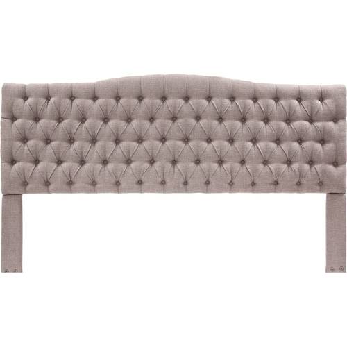 Elle Decor - Celeste Contemporary Tufted Fabric 78" King Upholstered Headboard - Brown