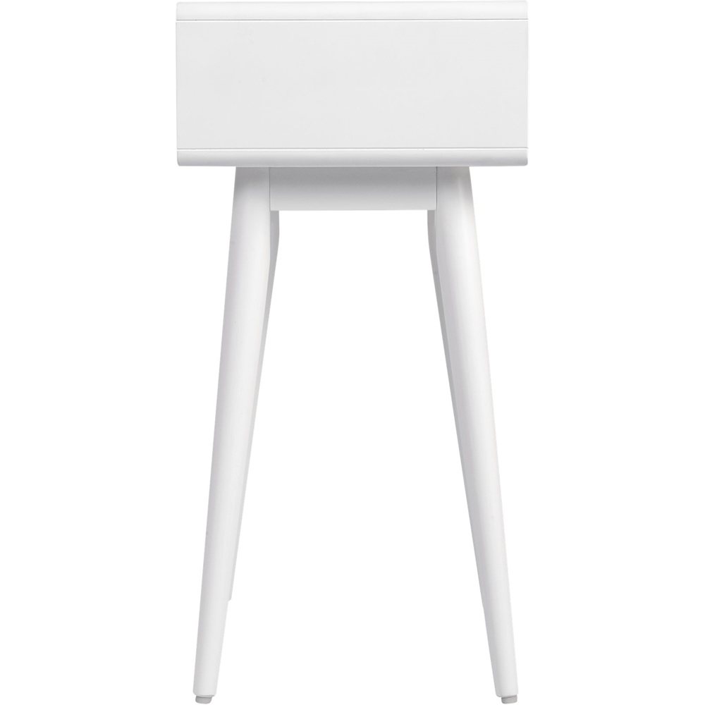 Left View: Elle Decor - Rory Mid-Century Modern MDF/Solid Rubberwood 1-Drawer Side Table - White