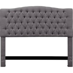 Elle Decor - Celeste Contemporary Tufted Fabric 62" Queen Upholstered Headboard - Gray - Front_Zoom