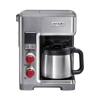 Wolf Gourmet - 10-Cup Coffee Maker with Water Filtration - Stainless Steel/Red Knob - Front_Zoom